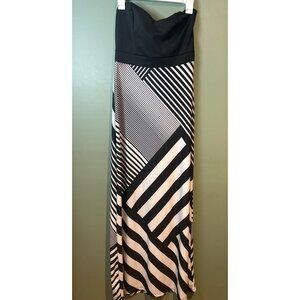 Baileygirl Size M Black White Maxi Dress Asymmetrical Flowy Retro Y2K Vintage Bo